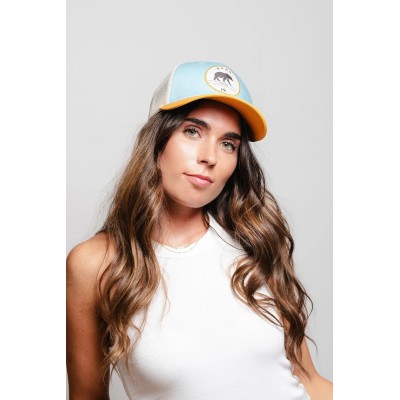 Casquette HANUKEII BEAR Animal Soul Bleu-Jaune HK-A05-24M01C10-UN