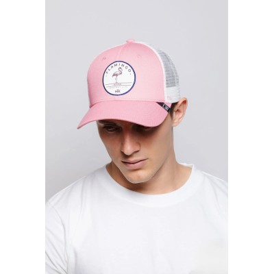 Casquette HANUKEII FLAMINGO Animal Soul Rose-Blanc HK-A05-24M01C11-UN