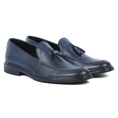 Mocassin homme en cuir bleu marine élégant – MX-220-BLM