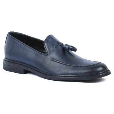 Mocassin homme en cuir bleu marine élégant – MX-220-BLM
