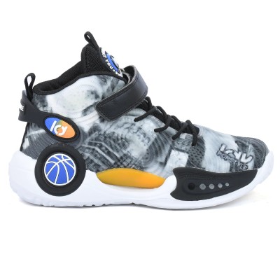 Basket montante enfant noire et blanche motif abstrait KJY45526S-N