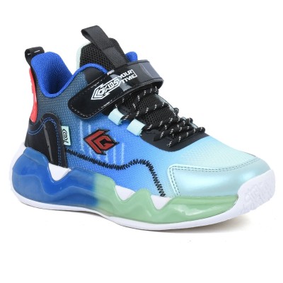 Basket enfant dégradé bleu et vert avec scratch LIX35284S-N-BL