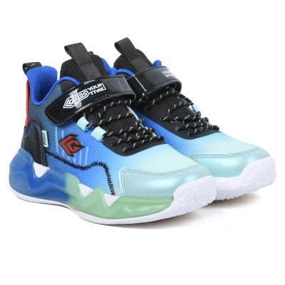 Basket enfant dégradé bleu et vert avec scratch LIX35284S-N-BL