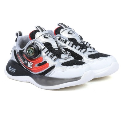 Basket enfant argent et rouge fermeture molette LIY35048NS-N-RG