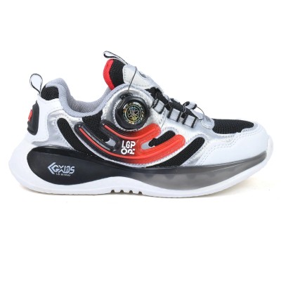 Basket enfant argent et rouge fermeture molette LIY35048NS-N-RG