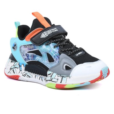 Basket enfant L-G KIDS LIY35150S-N-VT design multicolore et semelle graffiti