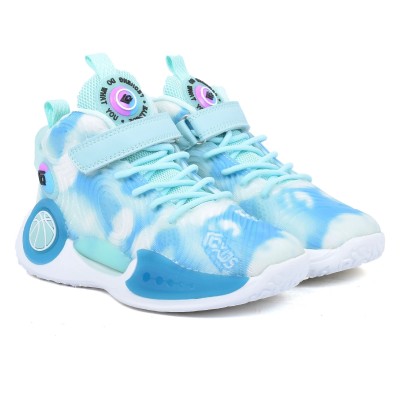 Sneakers de basketball enfant L-G KIDS LJY35583S-VT turquoise et blanc