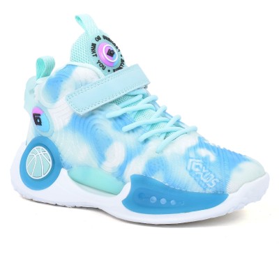 Sneakers de basketball enfant L-G KIDS LJY35583S-VT turquoise et blanc