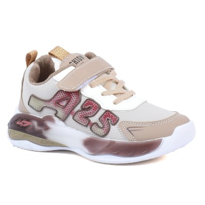 Basket sport garçon beige et marron semelle épaisse LECHENG KIDS A-2-K