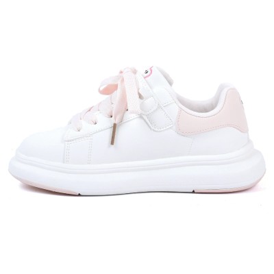 Basket fille blanche et rose à scratch motif cœur ROBINSON A109-BC