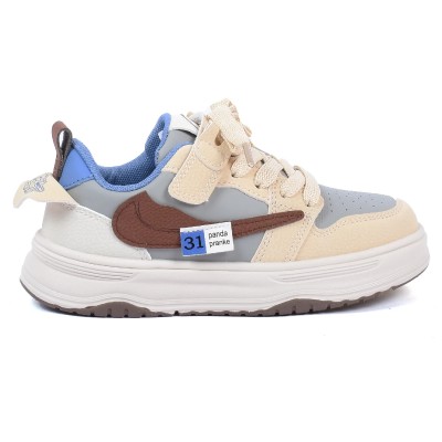 Basket garçon beige et gris style urbain semelle épaisse A2530-K