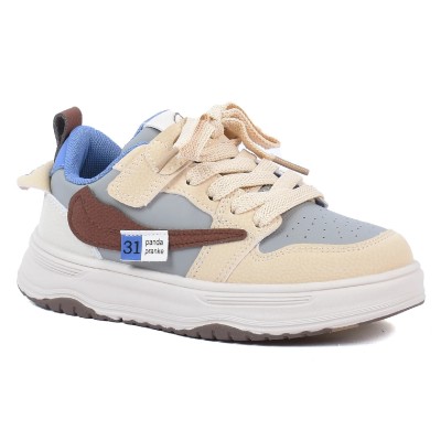 Basket garçon beige et gris style urbain semelle épaisse A2530-K