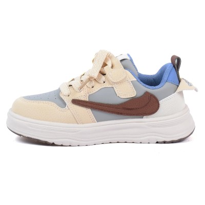 Basket garçon beige et gris style urbain semelle épaisse A2530-K