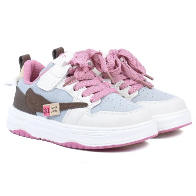 Basket fille gris rose et blanc style urbain semelle épaisse A2530-RO