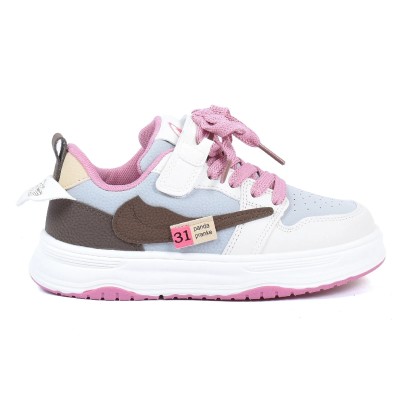 Basket fille gris rose et blanc style urbain semelle épaisse A2530-RO