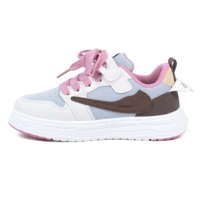 Basket fille gris rose et blanc style urbain semelle épaisse A2530-RO
