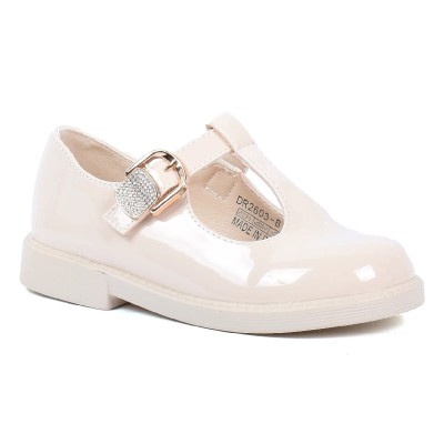 Chaussure fille beige vernie à boucle dorée OSCAR KIDS OK-2603-B-BG