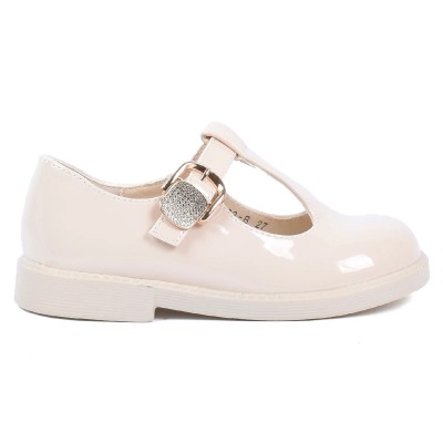 Chaussure fille beige vernie à boucle dorée OSCAR KIDS OK-2603-B-BG