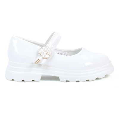 Chaussure fille blanche vernie à bride bijou doré OSCAR KIDS OK-DR2607-A-BC