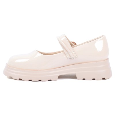 Chaussure fille beige vernie à bride bijou doré OSCAR KIDS OK-DR2607-A-BG