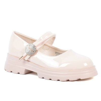 Chaussure fille beige vernie à bride bijou doré OSCAR KIDS OK-DR2607-A-BG