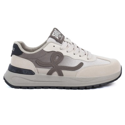 Basket femme beige et gris style sport casual FASHION CASUAL K532-M