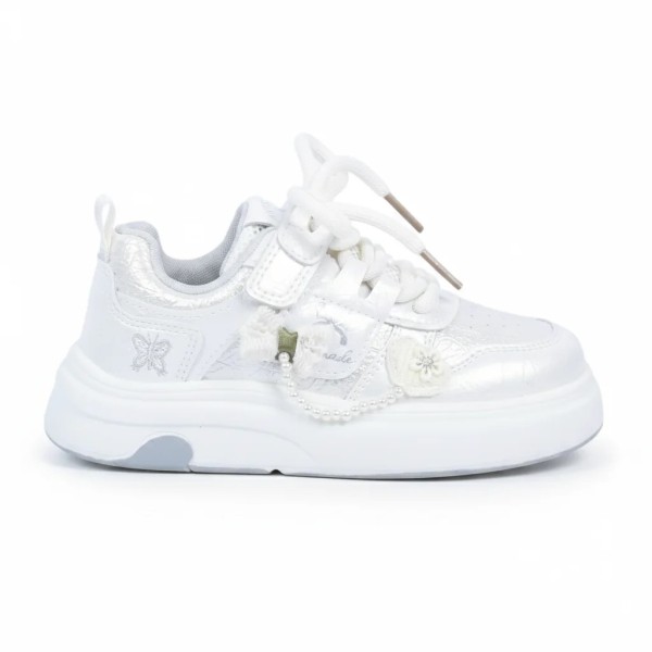 BASKETS FILLE BLANC ARGENT