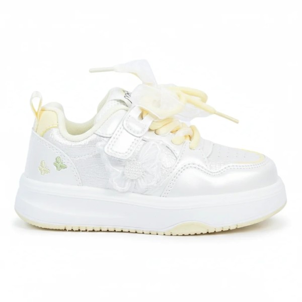 BASKETS FILLE BLANC JAUNE