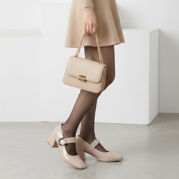 ESCARPINS FEMME BEIGE VERNIS