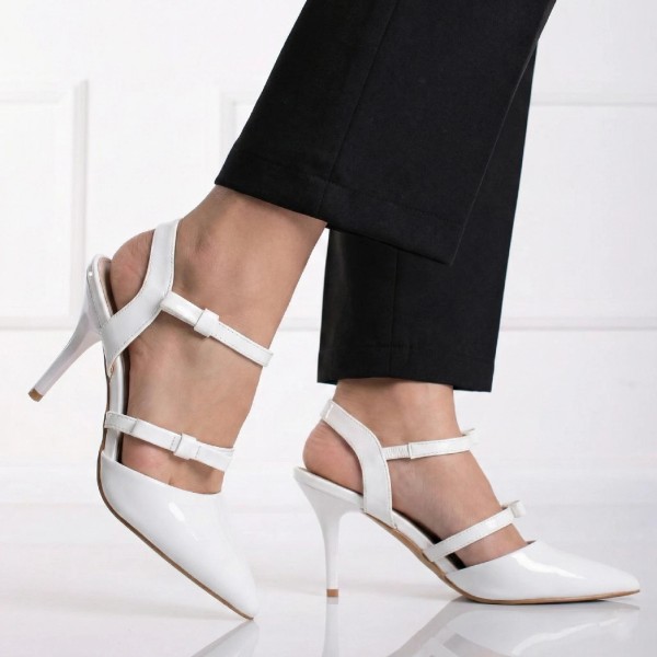 ESCARPINS DOUBLE BRIDES AVEC NŒUD DÉCORATIF BLANC