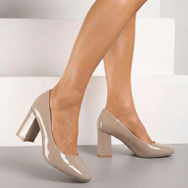 ESCARPINS FEMME KAKI TALON CARRÉ