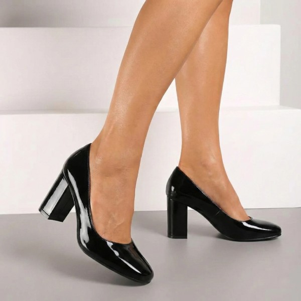 ESCARPINS FEMME NOIR TALON CARRÉ