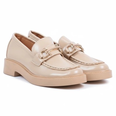 Mocassins Femme Beige Primo Marco – Talon Confort & Élégance | Réf. PM-8-714-3-BG