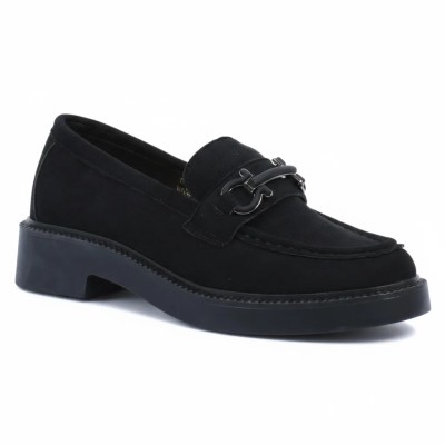 Mocassins Femme Daim Noir Primo Marco – Talon Confort & Élégance | Réf. PM-8-714-3-DN