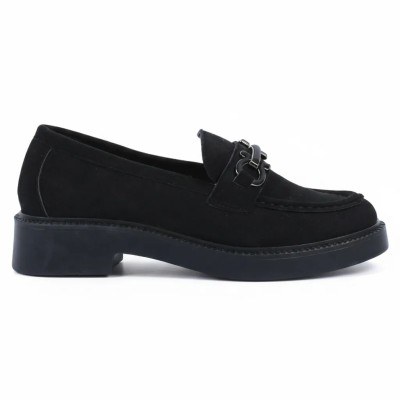 Mocassins Femme Daim Noir Primo Marco – Talon Confort & Élégance | Réf. PM-8-714-3-DN