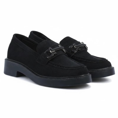 Mocassins Femme Daim Noir Primo Marco – Talon Confort & Élégance | Réf. PM-8-714-3-DN