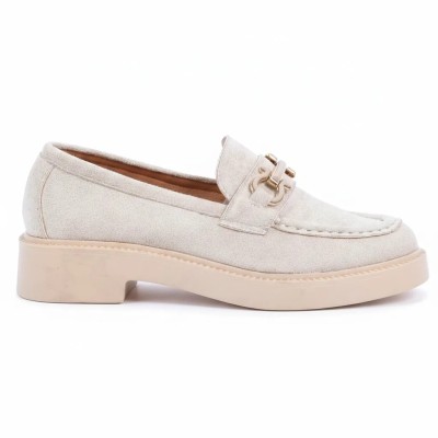 Mocassins Femme Daim Beige Primo Marco – Talon Confort & Élégance | Réf. PM-8-714-3-DBG
