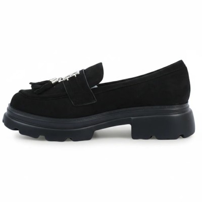 Mocassins Femme Noir GLA Shoes – Semelle Épaisse & Détails Élégants | Réf. GLA-GH-10-N
