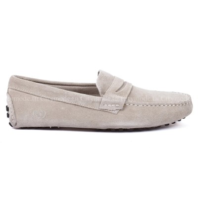 mocassin-homme-casual-superga-100% cuir-gris-clair-sgas001wr0-362