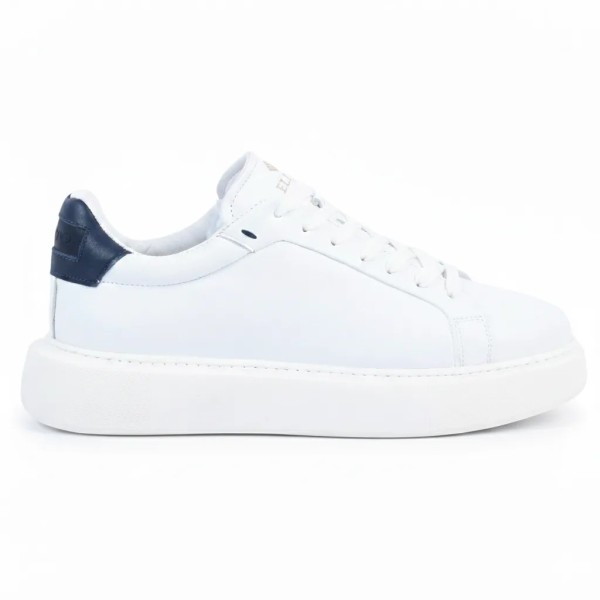 SNEAKERS HOMME BLANC BLEU CUIR