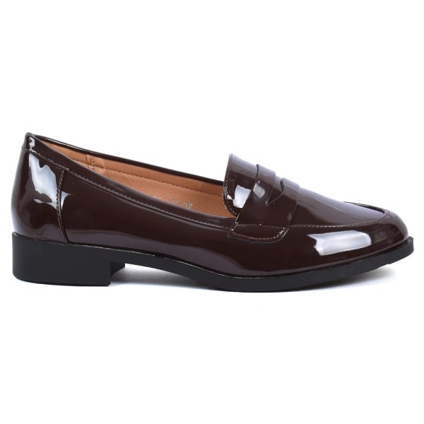 MOCASSINS FEMME VERNIS CLASSIQUES MARRON