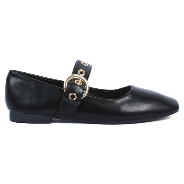 BALLERINES FEMME À BRIDE MÉTAL NOIRES