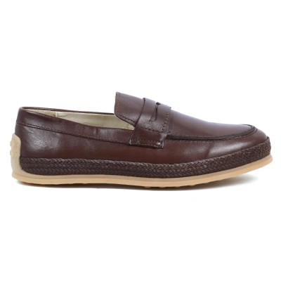 Chaussures homme ELITO EL-2530-CM en cuir lisse marron chocolat, mocassin élégant avec semelle tressée