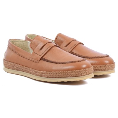 Chaussures homme ELITO EL-2530-CC en cuir lisse camel, mocassin élégant avec semelle tressée