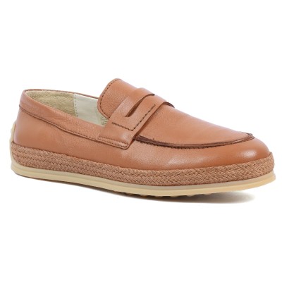 Chaussures homme ELITO EL-2530-CC en cuir lisse camel, mocassin élégant avec semelle tressée