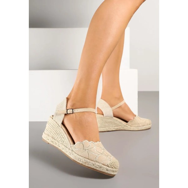SANDALES FEMME COMPENSÉES BEIGE