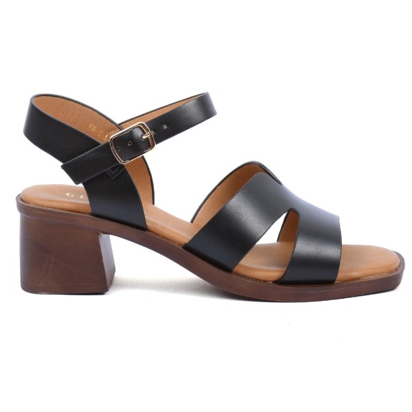 SANDALES FEMME A TALON BLOC NOIR