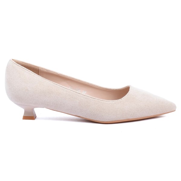 ESCARPINS FEMME DAIM BEIGE TALON BAS