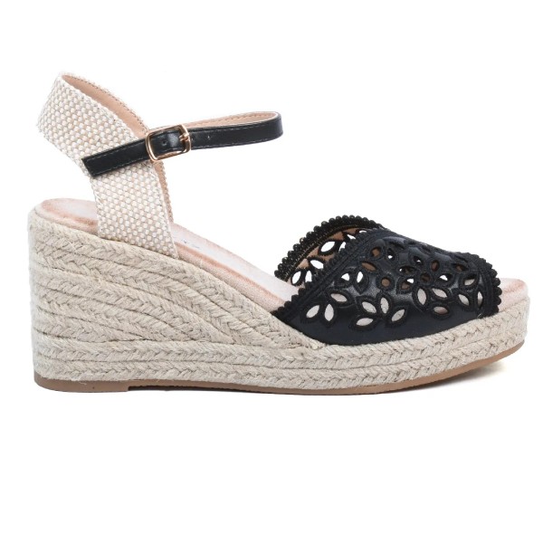 SANDALES FEMME COMPENSÉES NOIR