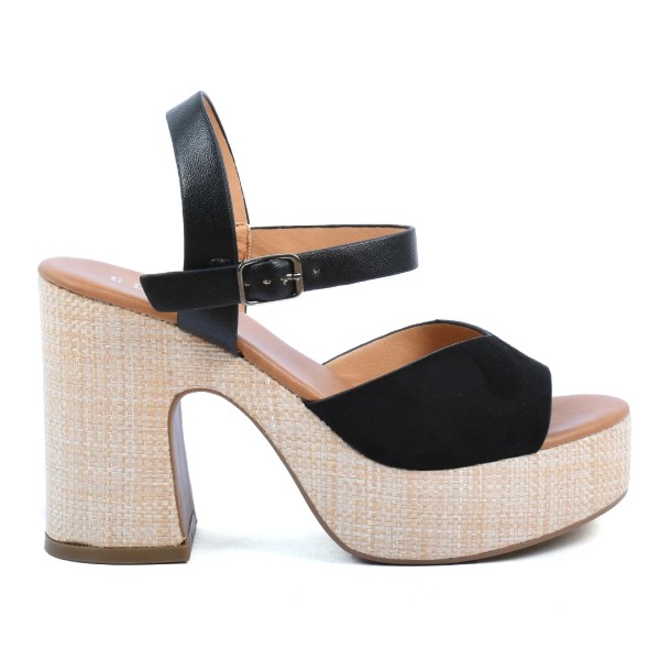 SANDALES FEMME À TALON PLATEFORME NOIRES